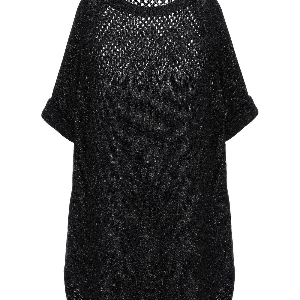 NWT TWINSET Italy Silver Sparkle Lace Knit Sweater M